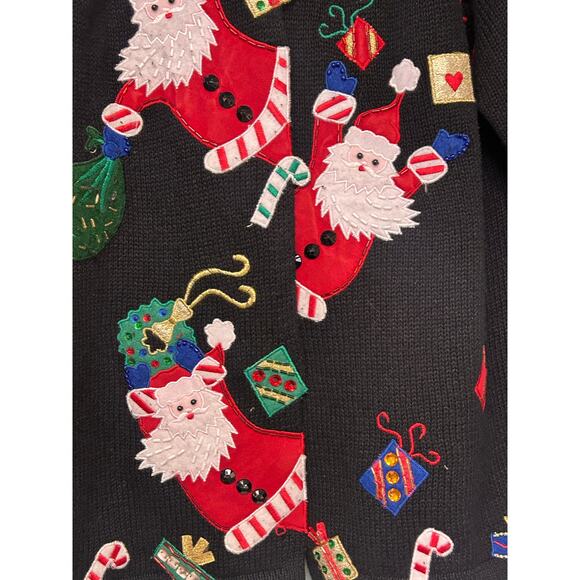 Tiara International Santa Claus Christmas Sweater 2004‎ PM Red Festive Holiday - Picture 7 of 10